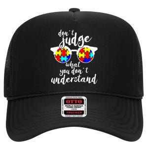 Autism Awareness Gift Design For Autistic Awareness High Crown Mesh Back Trucker Hat