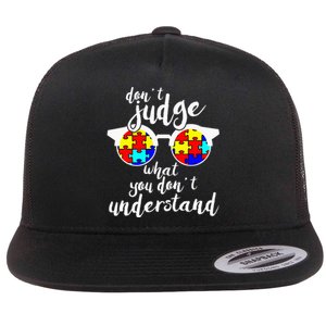 Autism Awareness Gift Design For Autistic Awareness Flat Bill Trucker Hat