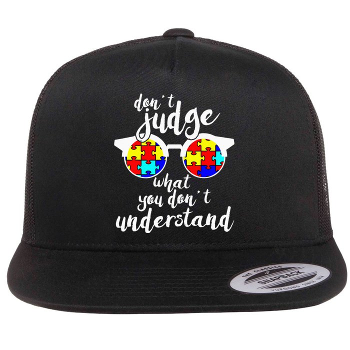 Autism Awareness Gift Design For Autistic Awareness Flat Bill Trucker Hat