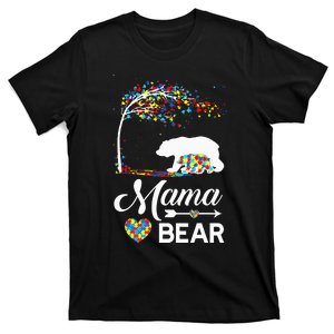 Autism Awareness Gift Mama Bear Support Autistic Autism Mom T-Shirt