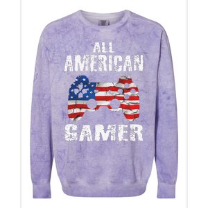 All American Gamer 4th Of July Video Games Colorblast Crewneck Sweatshirt