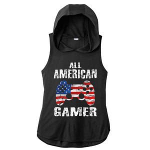 All American Gamer 4th Of July Video Games Ladies PosiCharge Tri-Blend Wicking Draft Hoodie Tank