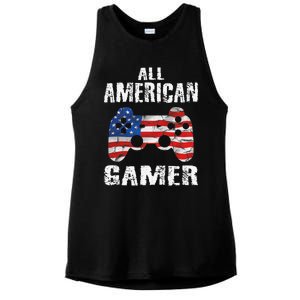 All American Gamer 4th Of July Video Games Ladies PosiCharge Tri-Blend Wicking Tank