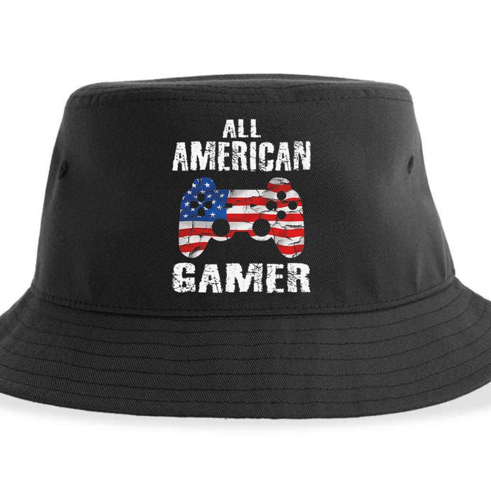 All American Gamer 4th Of July Video Games Sustainable Bucket Hat