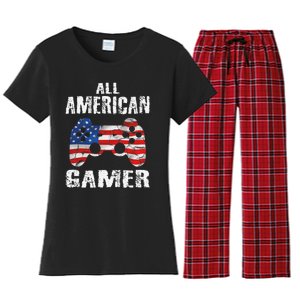 All American Gamer 4th Of July Video Games Women's Flannel Pajama Set