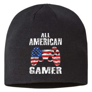 All American Gamer 4th Of July Video Games Sustainable Beanie