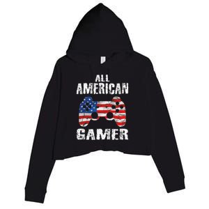 All American Gamer 4th Of July Video Games Crop Fleece Hoodie