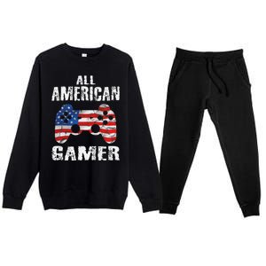 All American Gamer 4th Of July Video Games Premium Crewneck Sweatsuit Set