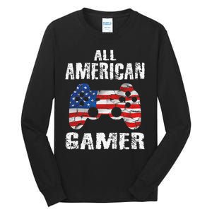 All American Gamer 4th Of July Video Games Tall Long Sleeve T-Shirt