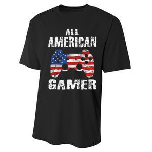 All American Gamer 4th Of July Video Games Performance Sprint T-Shirt