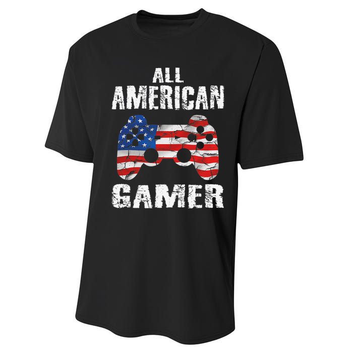 All American Gamer 4th Of July Video Games Performance Sprint T-Shirt