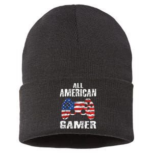 All American Gamer 4th Of July Video Games Sustainable Knit Beanie