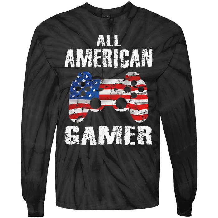 All American Gamer 4th Of July Video Games Tie-Dye Long Sleeve Shirt