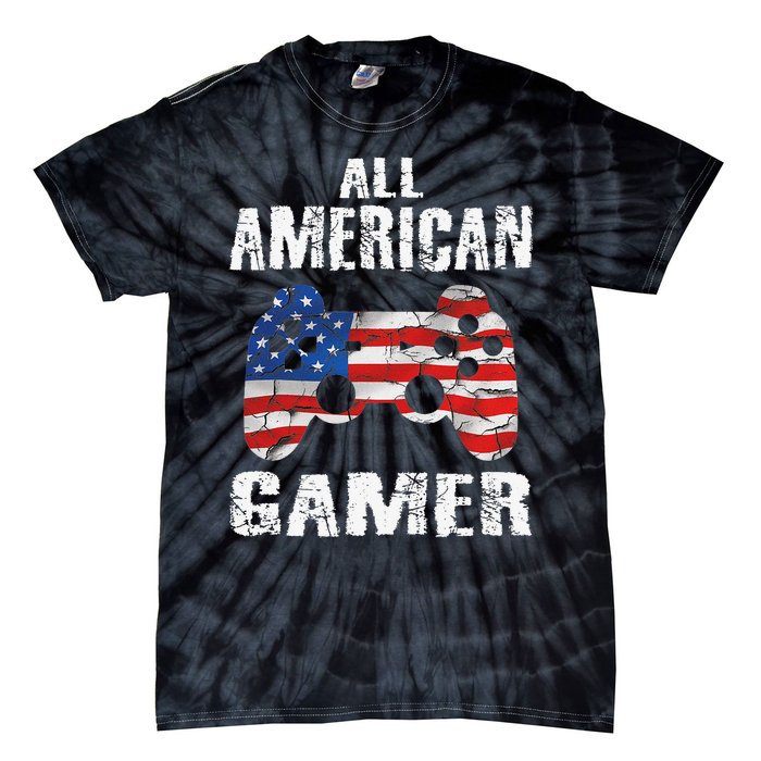 All American Gamer 4th Of July Video Games Tie-Dye T-Shirt