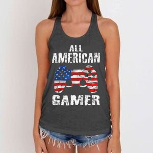 All American Gamer 4th Of July Video Games Women's Knotted Racerback Tank