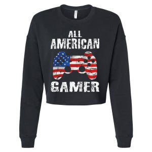 All American Gamer 4th Of July Video Games Cropped Pullover Crew