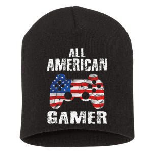 All American Gamer 4th Of July Video Games Short Acrylic Beanie