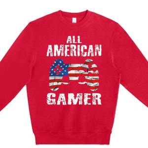 All American Gamer 4th Of July Video Games Premium Crewneck Sweatshirt