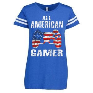 All American Gamer 4th Of July Video Games Enza Ladies Jersey Football T-Shirt