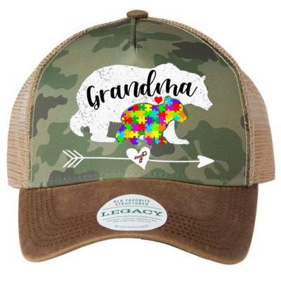 Autism Awareness Grandma Bear Support Autistic Adults Legacy Tie Dye Trucker Hat