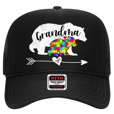 Autism Awareness Grandma Bear Support Autistic Adults High Crown Mesh Back Trucker Hat