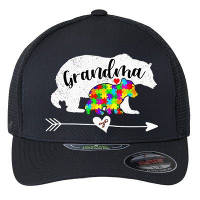 Autism Awareness Grandma Bear Support Autistic Adults Flexfit Unipanel Trucker Cap