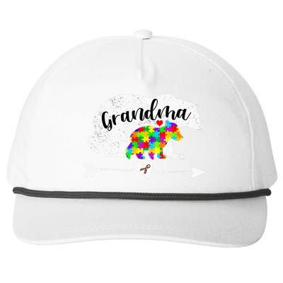 Autism Awareness Grandma Bear Support Autistic Adults Snapback Five-Panel Rope Hat