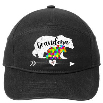 Autism Awareness Grandma Bear Support Autistic Adults 7-Panel Snapback Hat