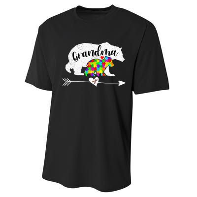 Autism Awareness Grandma Bear Support Autistic Adults Performance Sprint T-Shirt