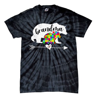 Autism Awareness Grandma Bear Support Autistic Adults Tie-Dye T-Shirt