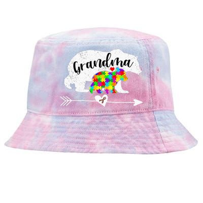 Autism Awareness Grandma Bear Support Autistic Adults Tie-Dyed Bucket Hat