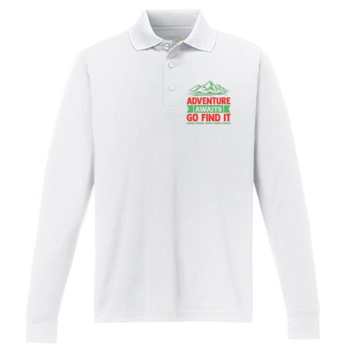 Adventure Awaits Go Find It Performance Long Sleeve Polo