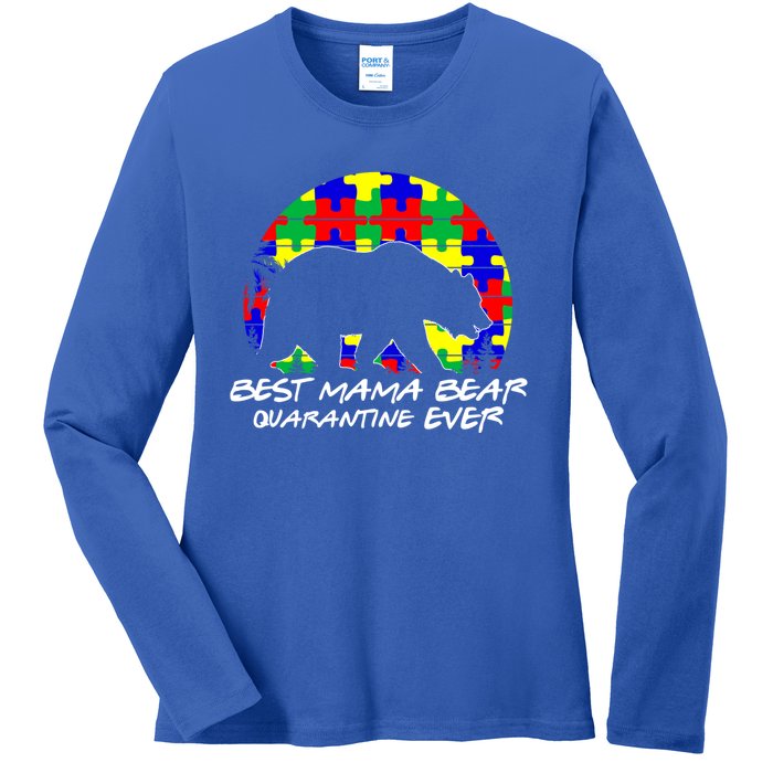 Autism Awareness Gift For Best Mama Bear Mom In Quarantine Gift Ladies Long Sleeve Shirt