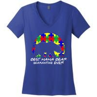 Autism Awareness Gift For Best Mama Bear Mom In Quarantine Gift Women's V-Neck T-Shirt