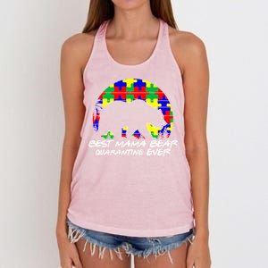 Autism Awareness Gift For Best Mama Bear Mom In Quarantine Gift Women's Knotted Racerback Tank