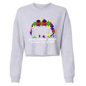 Autism Awareness Gift For Best Mama Bear Mom In Quarantine Gift Cropped Pullover Crew