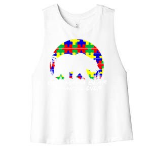 Autism Awareness Gift For Best Mama Bear Mom In Quarantine Gift Women's Racerback Cropped Tank