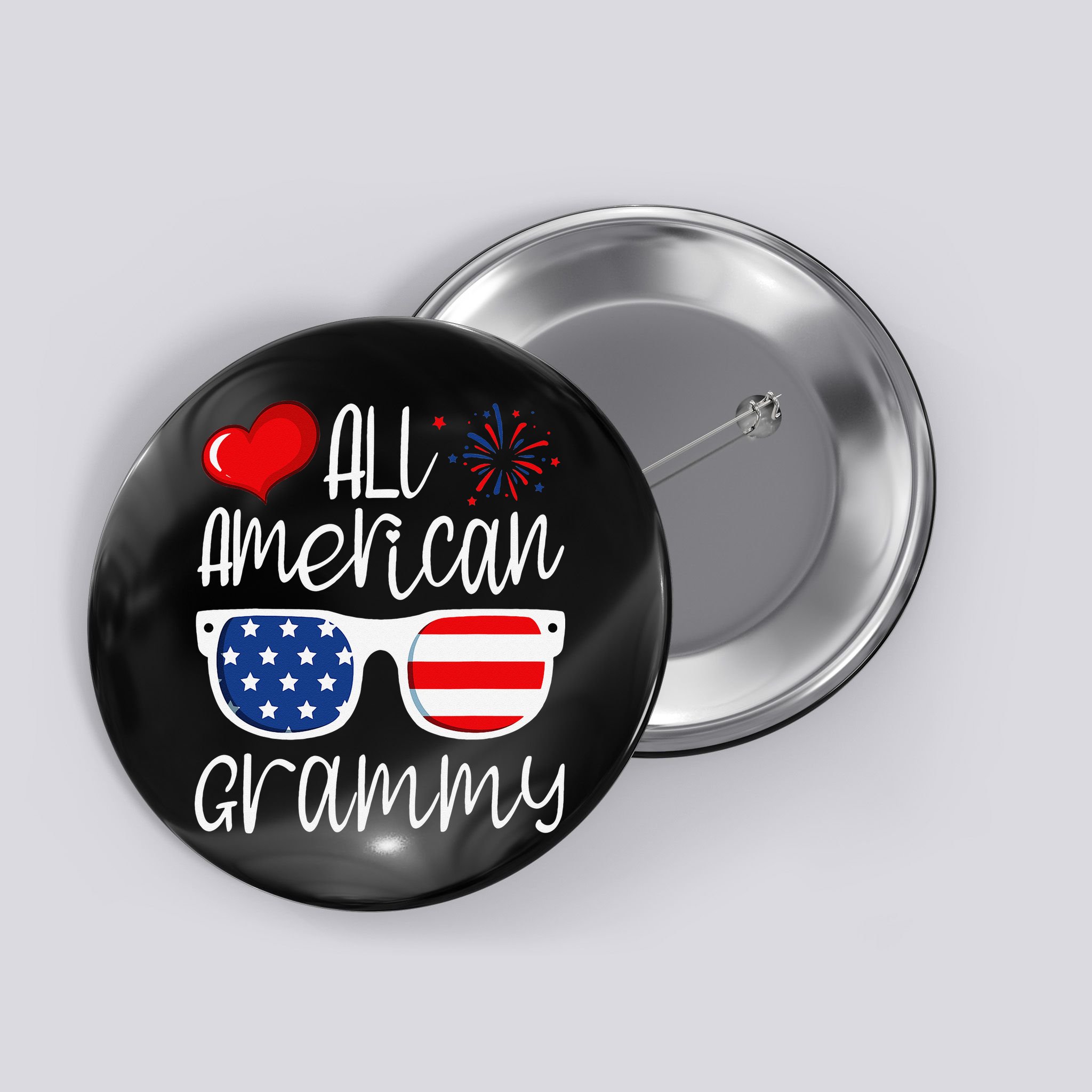 All American Grammy 4th of July American Flag Grandma Button