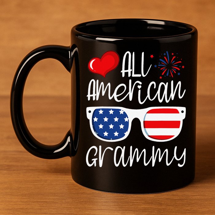 All American Grammy 4th of July American Flag Grandma 11oz C Handle Ceramic Mug