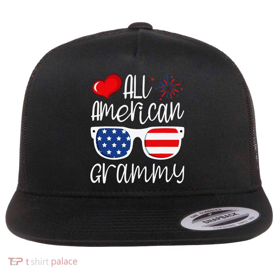 All American Grammy 4th of July American Flag Grandma Flatbill Hat