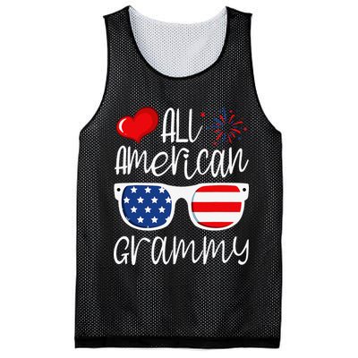 All American Grammy 4th of July American Flag Grandma Mesh Reversible Basketball Jersey Tank