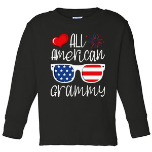 All American Grammy 4th of July American Flag Grandma Toddler Long Sleeve Shirt