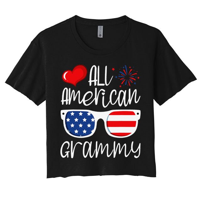 All American Grammy 4th of July American Flag Grandma Crop Top