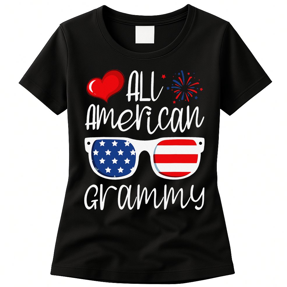 All American Grammy 4th of July American Flag Grandma Womens T-Shirt
