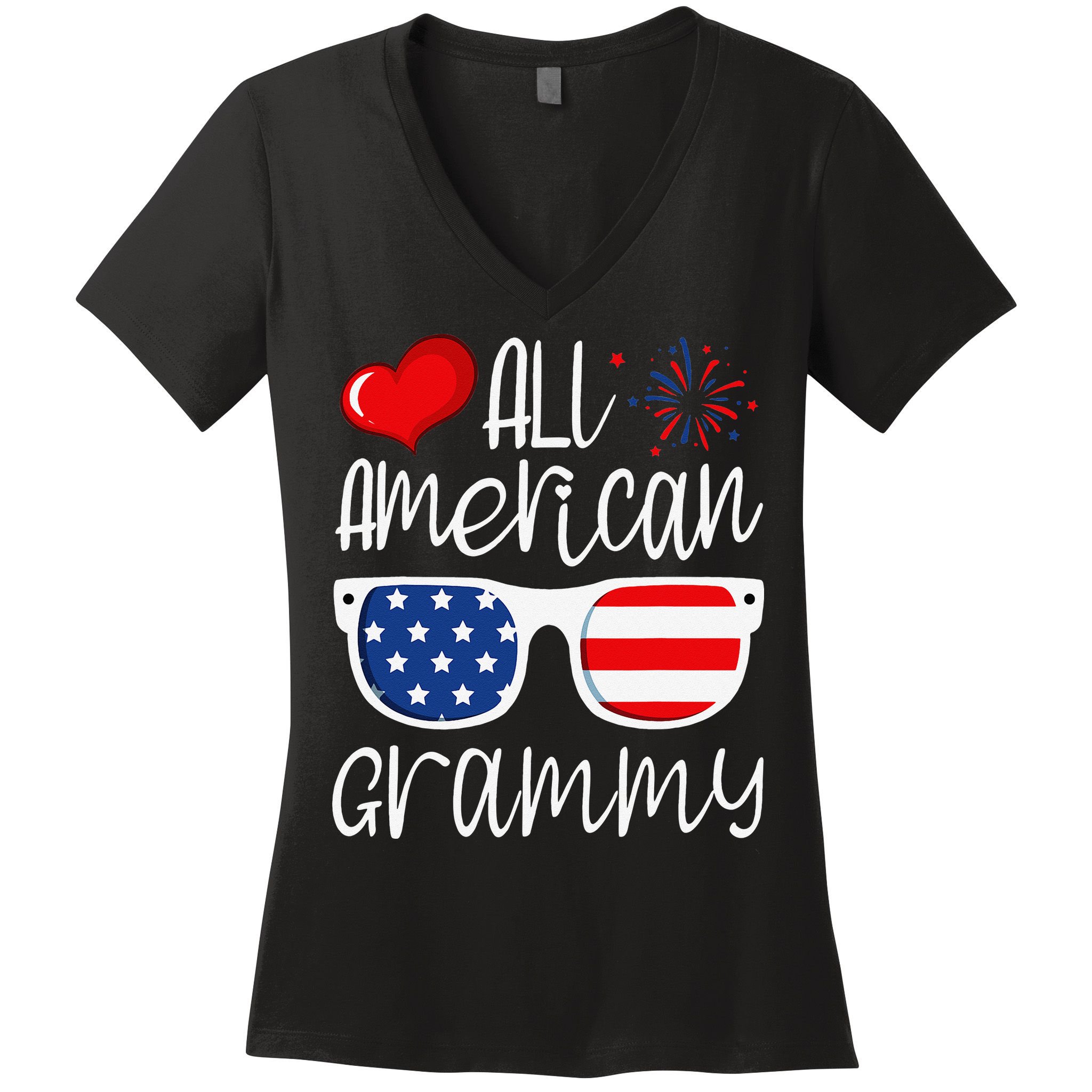 All American Grammy 4th of July American Flag Grandma Women's V-Neck T-Shirt