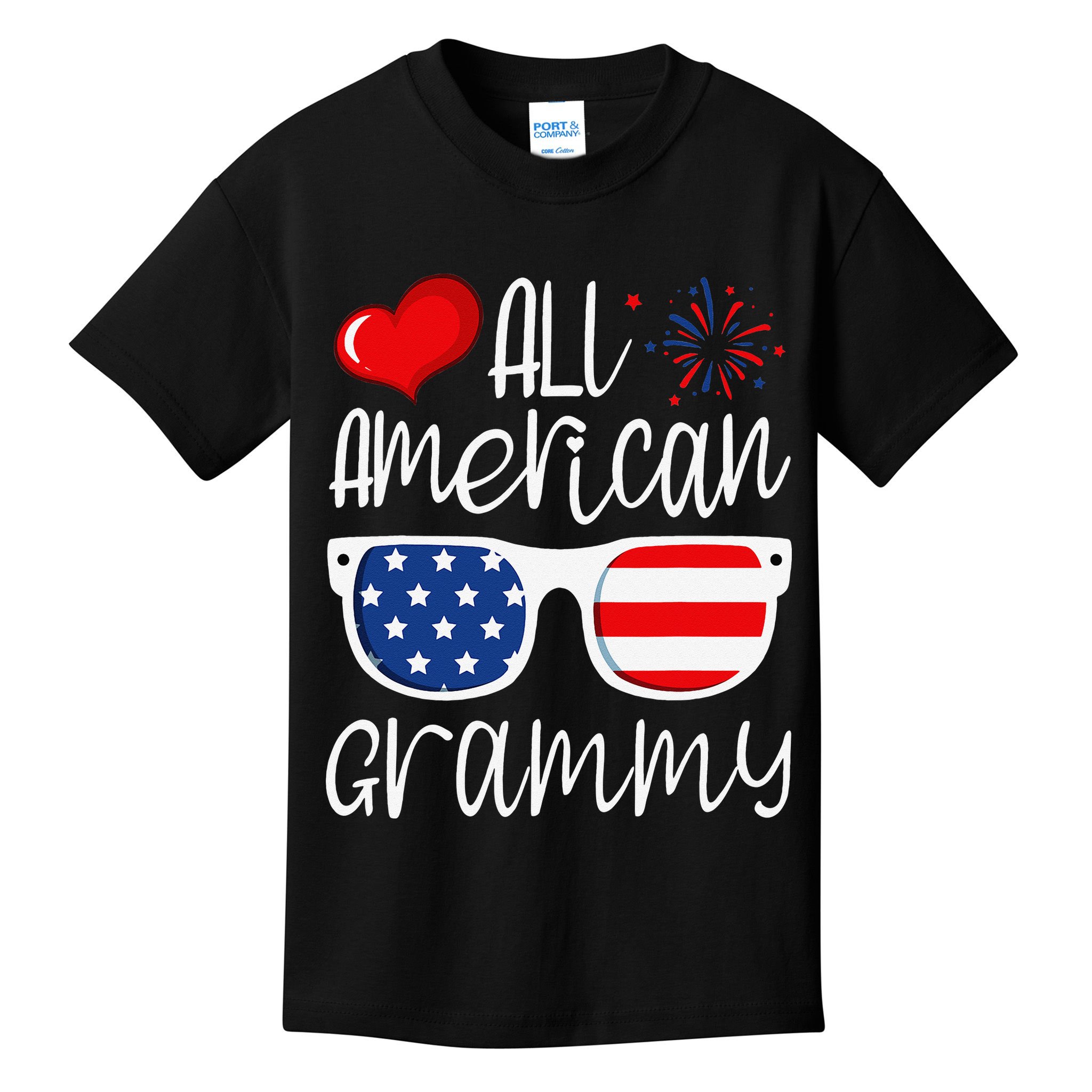 All American Grammy 4th of July American Flag Grandma Kids T-Shirt