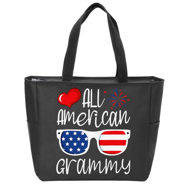 All American Grammy 4th of July American Flag Grandma Zip Tote Bag