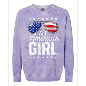 All American Girl 4th Of July Family Matching Sunglasses Colorblast Crewneck Sweatshirt