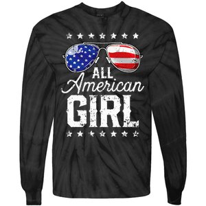 All American Girl 4th Of July Family Matching Sunglasses Tie-Dye Long Sleeve Shirt