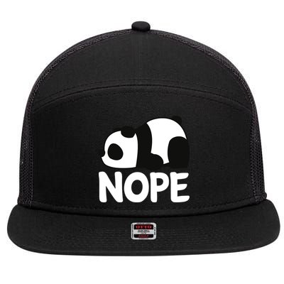 Adorable Animal Graphic Tired Sleeping Nope Cute Panda Bear 7 Panel Mesh Trucker Snapback Hat
